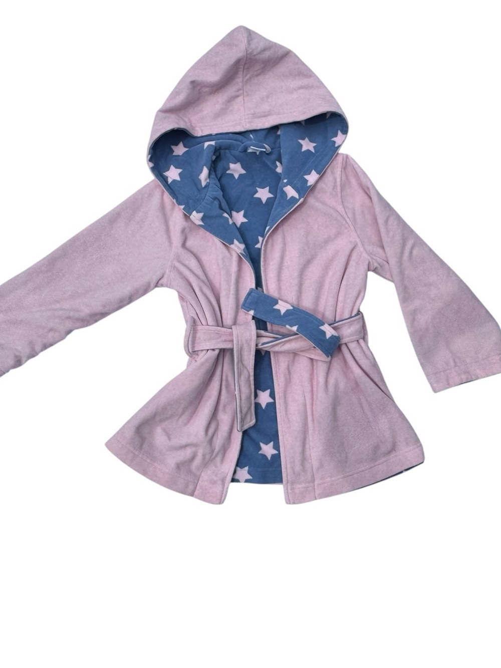 Tucker + Tate Pink Hooded Robe with Blue Star Lining